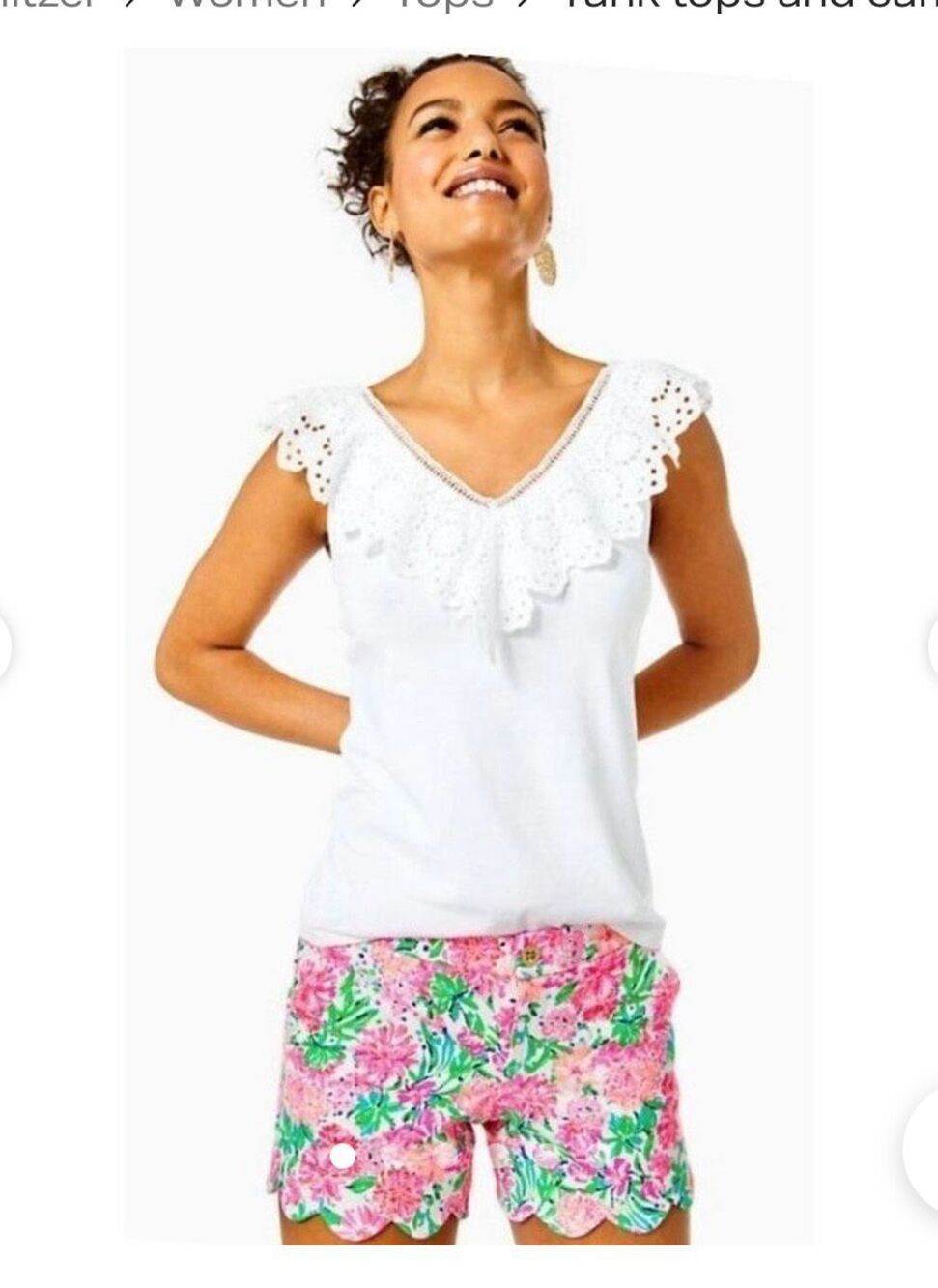 Lilly Pulitzer White Plaza Eyelet Top sz XL NWT